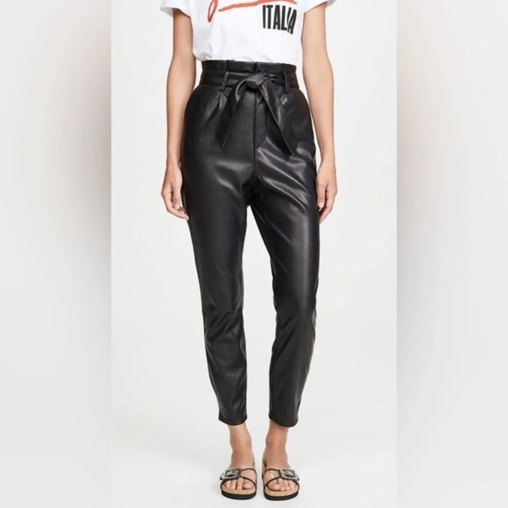 BB Dakota Steve Madden high waisted belted faux leather paper bag pants| size 4